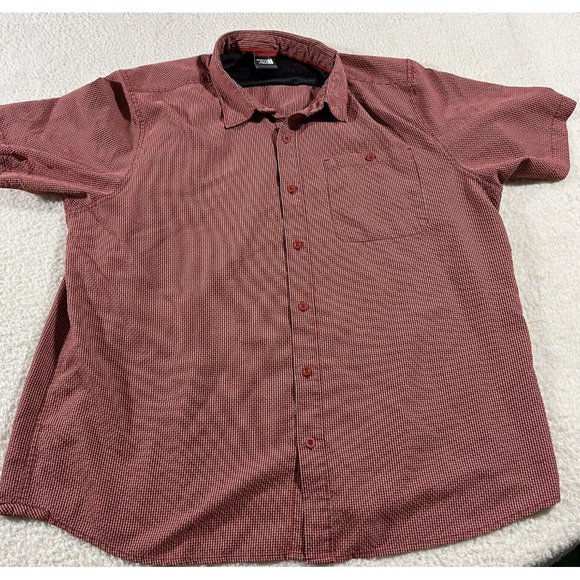 The North Face Shirt Mens XXL Plaid Short Sleeve Button Up Red Checkered - Picture 1 of 11